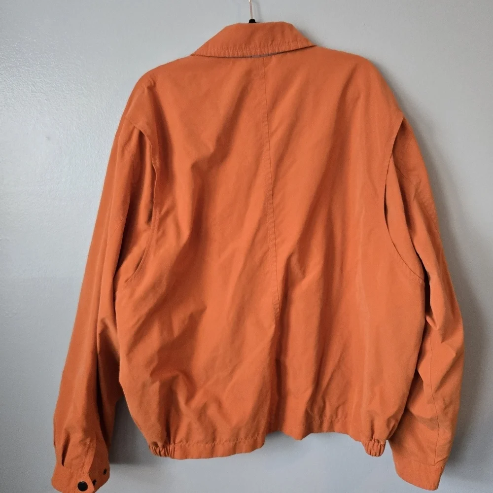 London Fog Men's Golf Jacket Orange Mesh Lined Harrington Windbreaker Size XL
